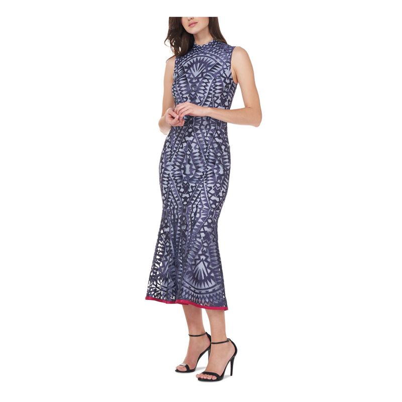 Nwt Js Collection Womens Navy Lined Sleeveless Midi Formal Mermaid Dress 2